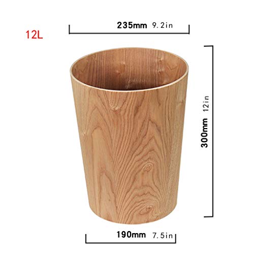 Vuilnisbakken Niet-overdekte houten vuilnisbak met grote opening eenvoudige ronde vatvormige afvalpapier mand Woonkamer… - Image 3