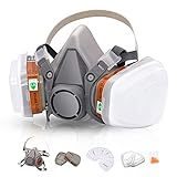 Reusable Respirators Half Facepiece Cover - ANUNU Paint Respirator with Filters Against Dust Organic Vapors Gas Sawdust For Paint Epoxy Resin Welding Chemical Woodworking