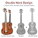 Bass Ukulele, AKLOT 28 Inch Double Necks Ukelele Custom-made Headstock Full Mahogany 4 Strings Uke & 4 String Bass with Gig Bag