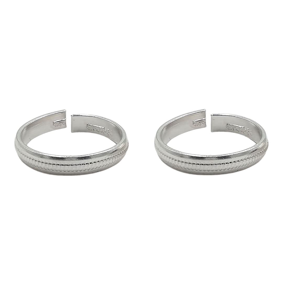 Silver Beautiful Comfortable And Designer Self Line Toe Ring | Beautiful Design | 2 Pieces Set-image-33