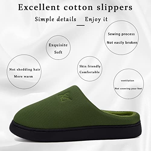 Landeer Women's And Men's Memory Foam Slippers Casual House Shoes (Olive Green,Women7-8/Men5-6) #TOP3