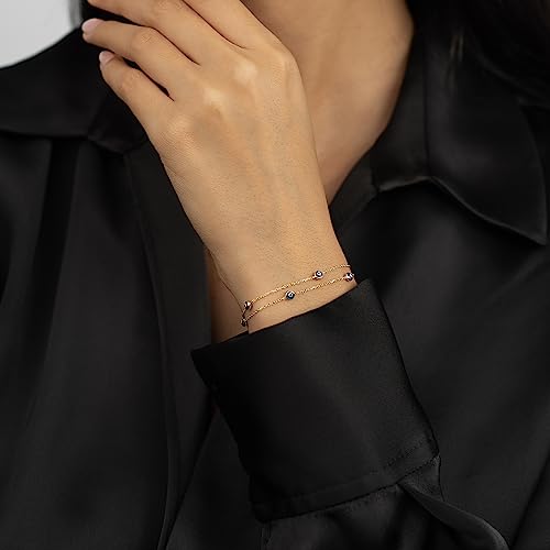 Gelin Evil Eye Double Row Station Bracelet in 14K Solid Gold3