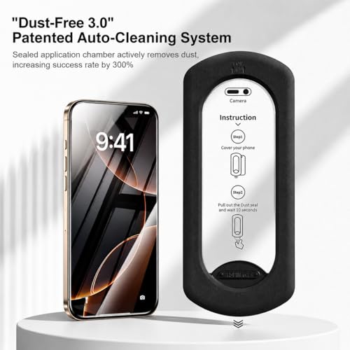 Image of EGOTUDE for iPhone 17 & 16 Pro Tempered Glass 9H Hardnes Edge-To-Edge Coverage Screen Guard Protector with Easy Fit Auto Dust Removal Kit