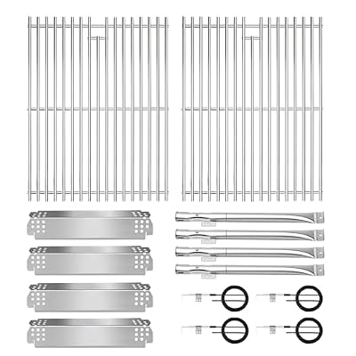 CANDANA Replacement Parts for Nexgrill 4 Burner 720-0830H 720-0830D 720-0783C 720-0783E 720-0958A, 17" Stainless Steel Grill Grate, Grill Burner, Heat Plate, Igniters for 5 Burner 720-0888N
