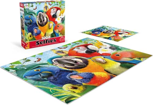 Ceaco - Perfect Parrot Selfies - Rompecabezas de 500 piezas para adultos con arte de Howard Robinson, hecho en EE. UU., cartón reciclado, tamaño terminado 21 x 15 in, incluye póster, arte para enmarcar miniatura 4