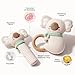 Evoceler 2 PCS Koala Rattles & Shaker Toys with Embroidered Details, Wooden Teething Ring Baby Toys, BPA-Free Sensory Toys for 0-3-6-12 Months, Squeaky Infant Toy, Ideal Baby Shower Boy Girl Gift