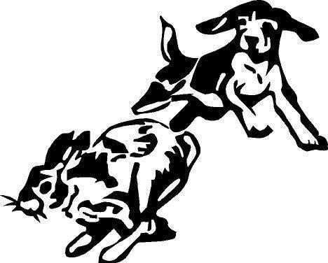 Black Vinyl Decal - Beagle Chase Rabbit Dog Puppy Hunting Hunt Sticker Fun, Die 