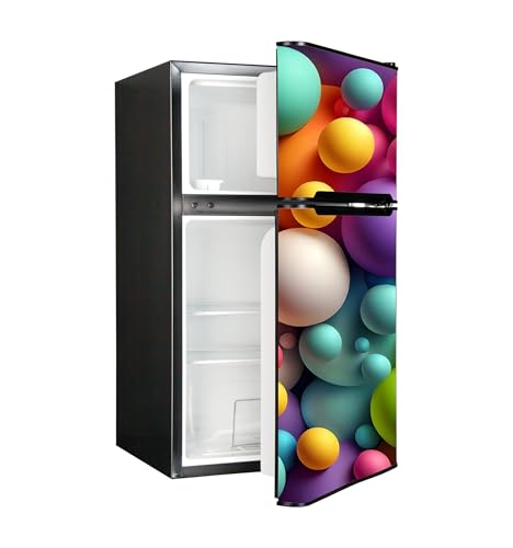 Image of DesignDecor Vinyl 3D Flower Fridge Sticker, 24x60 cm, Marble Texture, Double Door Refrigerator (Multi)