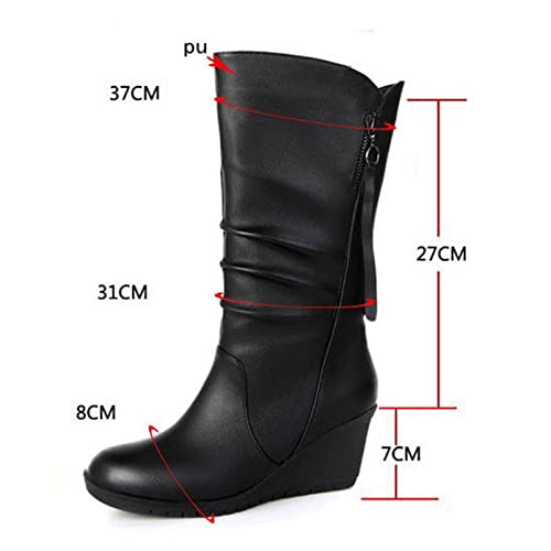 Botas de media pantorrilla con cuñas cómodas y forro para mantener caliente 7