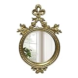 Musanpou Vintage Vanity Makeup Desk Mirror, Antique Traditional Bow Table Mirror, Gold, for Dressing Table, Bedroom, Bathroom, Tabletop