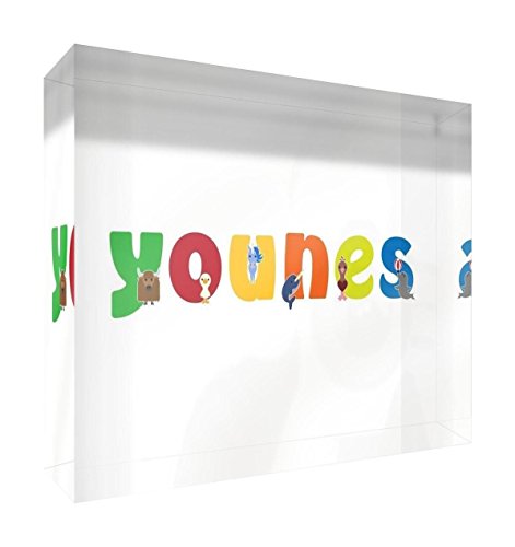 Cadeau de naissance garçon Younes souvenir en acrylique coloré et brillant