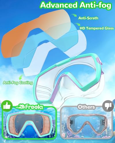 Kids Dry Top Snorkel Set Mask Snorkeling Gear Anti-Fog Scuba Diving No Leak - image 6