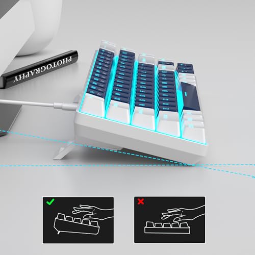 Image of MageGee Portable 60% Mechanical Gaming Keyboard, MK-Box LED Backlit Compact 68 Keys Mini Wired Office Keyboard with Blue Switch for Windows Laptop PC Mac - Blue /White