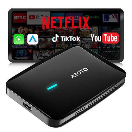 ATOTOSELECT Wireless CarPlay Adapter, Magic AI Box with Dual-WiFi Stability, Wireless CarPlay Box Compatible with Wired Factory CarPlay & Android Auto, Support for YouTube/Netflix
