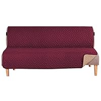 H.VERSAILTEX Futon Cover Reversible Sofa Slipcover Furniture Protector Water Resistant 2 Inch Wide Elastic Straps Sofa Bed Pets Kids Dog Cat Fit Sitting Width Up to 70\"(Futon, Red/Tan)
