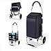 Produktbild SRFDD Einkaufswagen, Faltbare Einkaufswagen Cart Leichter Edelstahlrahmen und verlängerter Langer Griff mit 41 l wasserdichtem Taschen-Servierwagen