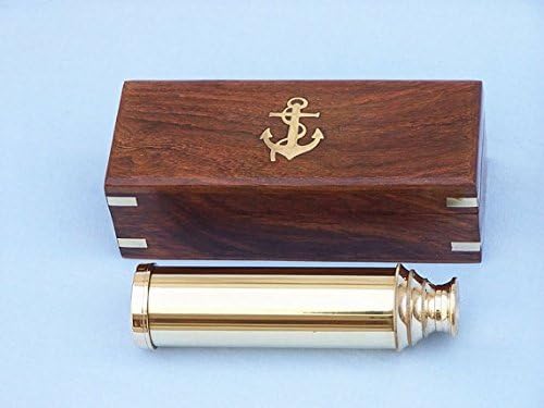 NauticalMart Brass Telescope w/Rosewood Box 15"