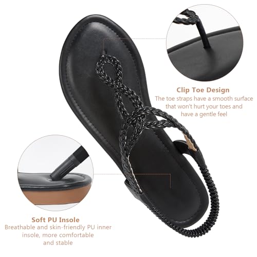 Image of zeetoo Women's Flat Sandals Summer T-StrapThong Bohemian Casual Comfortable Dressy Sandals for Women
