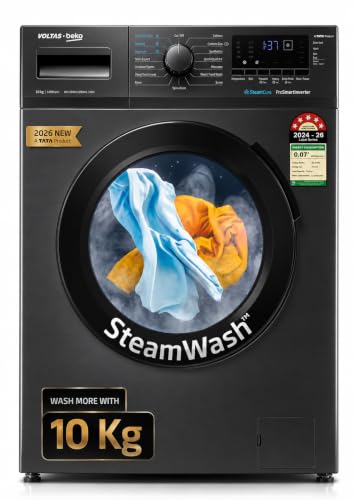 Image of Voltas Beko, A Tata Product 10 Kg 5 Star Inverter Quick wash Fully-Automatic Front Loading Washing Machine (WFL1014B7JVBKA / AXV, Anthracite, In buit Heater /Hygiene steam)