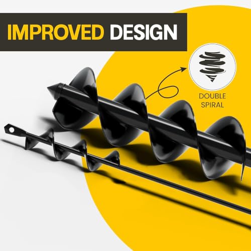 Image of Sproot Garden Auger Drill Bit for Planting 2 Pack 1.6x16 & 3.5x16 Inch - Umbrellas and Fences Auger Post Hole Digger for Gardening and Spiral Bulb Planter Tool - 3 /8 Inch Hex Drive Compatible