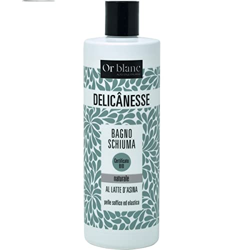 Bagno schiuma Bio al latte dasina e profumazioni di riso, pelle idratata e delicata, morbida ed elastica, protegge le cellule cutanee, 100% naturale, 400 ml.