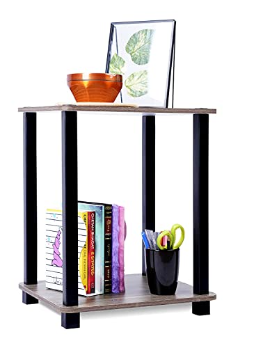 Image of Ash & Roh 2 Tier End Table,Side Table with Storage Shelf, Nightstand Bedside Table for Small Spaces, Bedroom, Living Room, Entryway, Farmhouse, Easy Assembly (One End Table)