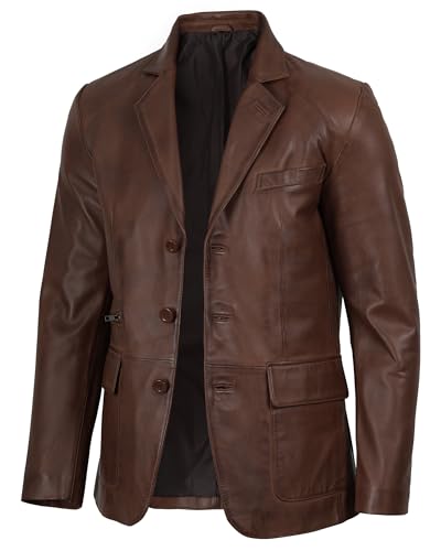 Image of Mens Real Lambskin Leather Blazer Jacket Sport Coat Style Business Casual