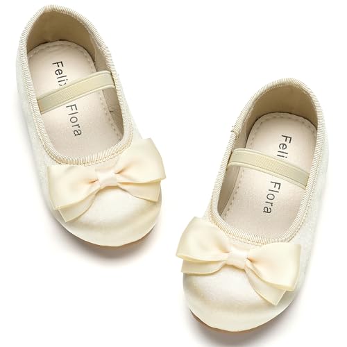 Image of Felix & Flora Toddler Flower Girl Dress Shoes - Girl Ballet Flats Party School Shoes Wedding