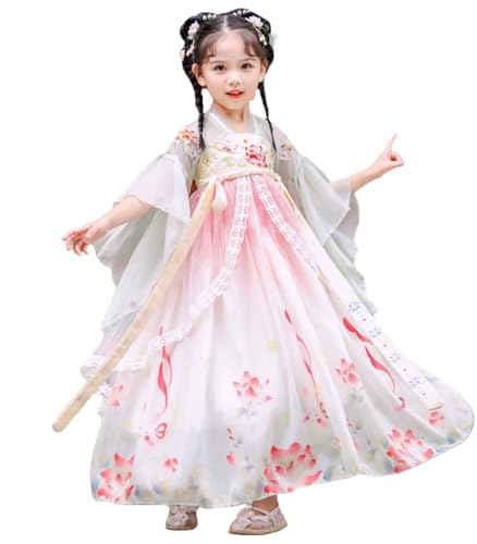 Vestido Hanfu chino para niñas, disfraz estilo antiguo con print floral miniatura 1