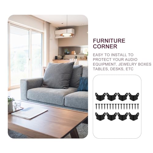Image of FOMIYES Black Iron Speaker Corner Protectors, 8pcs Metal Box Corner Guards for Furniture, 1.96x1.57x1.57inch, Anti-Collision and Anti-Skid, Includes Screws