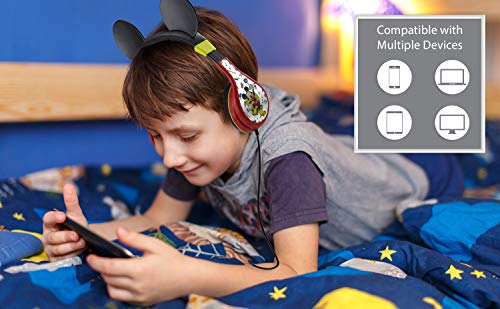 eKids Mickey Mouse Headphones For Kids, Adjustable Over the Ear Headphones, 3.5mm Jack Wired Headphones with Parental… - Image 5