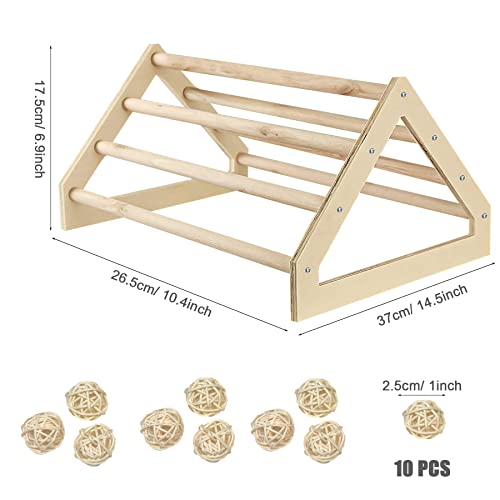 Allazone Hühnersitzstange aus Holz Sitzstange Huhn Sitzstangen mit 10 Stück Rattankugeln für Hühner aus Holz, für Hühner, Hahn, große Papageien