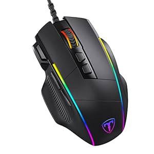 RGB Gaming Maus, ergonomische PC Maus mit Kabel, Chrom RGB Hintergrundbeleuchtung, 8000 DPI einstellbar, 8 programmierbare Tasten, Feuertaste, optische Computer Maus Gamer für Windows Mac (Schwarz)