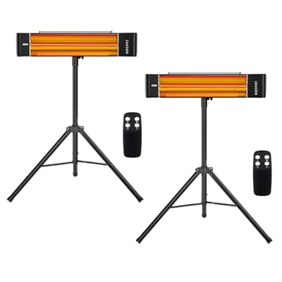 ROVSUN 1500W Outdoor Electric Heater, Patio Freestanding/Wall-mounted Heater with 12H Timer, Adjustable Heights, 3 Modes, 3s Instant Heating for Indoor Outdoor Backyard Garage (2 Set)