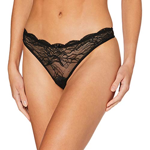 Emporio Armani womens Lace Thong Underwear, Black, Large US