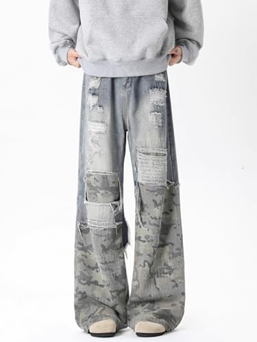 Men's Jeans Spring American Loose Camouflage Denim Long Pants for Men4