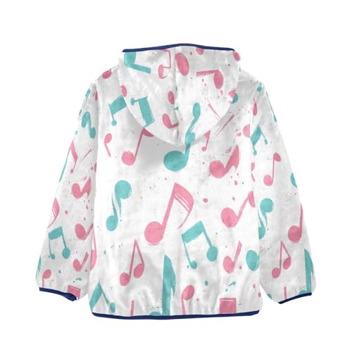 Musical Notes in Colors Toddler Fleece Jacket Girl Boys Hooded Fleece Jacket Coat Warm Outwear Zip-up 3-10T2