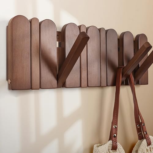 Wall Coat Rack for Entryway: Wooden Modern Heavy Duty 6 Hooks Ret...