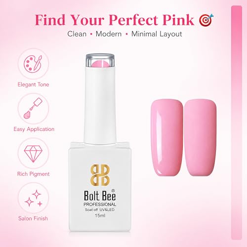 Image of Bolt Bee Nude Pink Color Gel Nail Polish Soak Off UV Gel DIY at Home 15ML Manicure Salon Nail Art