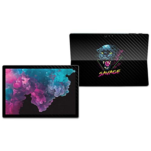 Image of MightySkins Carbon Fiber Skin for Microsoft Surface Pro 6 - Savage Panther | Protective, Durable Textured Carbon Fiber Finish | Easy to Apply, Remove, and Change Styles | Made in The USA