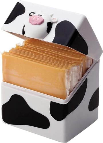 Joie Moo Moo Sliced Cheese Storage Container, Flip Top Fridge Organizer Box, Compact Holder Keeps Slices Fresh and Easy to Find, Cute Cow Kitchen Gadget, BPA-Free