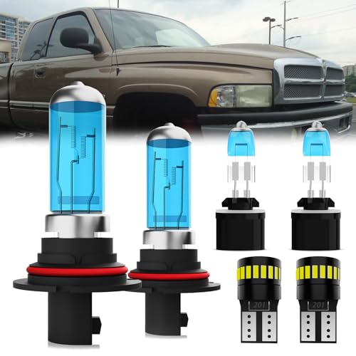 Image of Headlight Bulbs License Plate Lights Fit For Dodge Ram 1999-2001, 9007 High Low Beam + 880 Fog Lights Halogen Light Bulb + License Plate Lights, Pack of 6