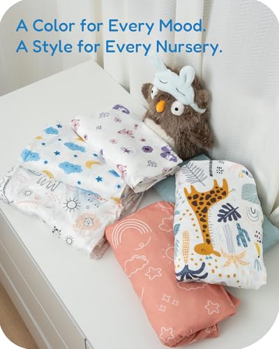 Image of Pack and Play Sheets Fitted 2 Pack, 38x26 Graco Pack n Play Sheets for Playard & Travel Crib Mattress, Ultra Soft Jersey Knit, Breathable Stretchy Deep Pocket, Compatible with Mini Cribs