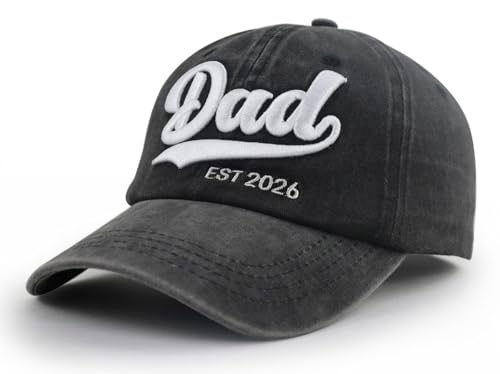 Image of 2PCS Mom and Dad EST 2026 Hat, 3D Embroidered Adjustable New Parents Gifts Baseball Cap