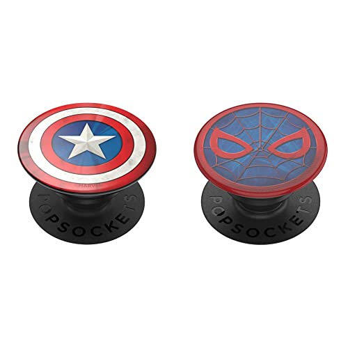 PopSockets: PopGrip with Swappable Top for Phones & Tablets Captain American Icon & PopGrip with Swappable Top for Phones & Tablets Marvel Spider-Man (Gloss)
