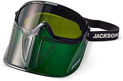 Jackson Safety GPL550 Premium Goggle with Detachable Face Shield, Anti-Fog Coating, Shade 5 IR Lens, Green, 21002