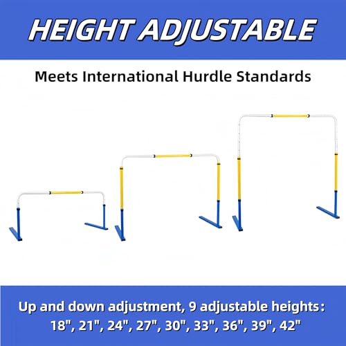 Adjustable Height Hurdles Training Equipment, 2Pcs Metal Practice Hurdles Track and Field for Kids, Youth and Adults Agility Training, Jumping Speed Hurdles for Football, Soccer, Basketball, Dogs