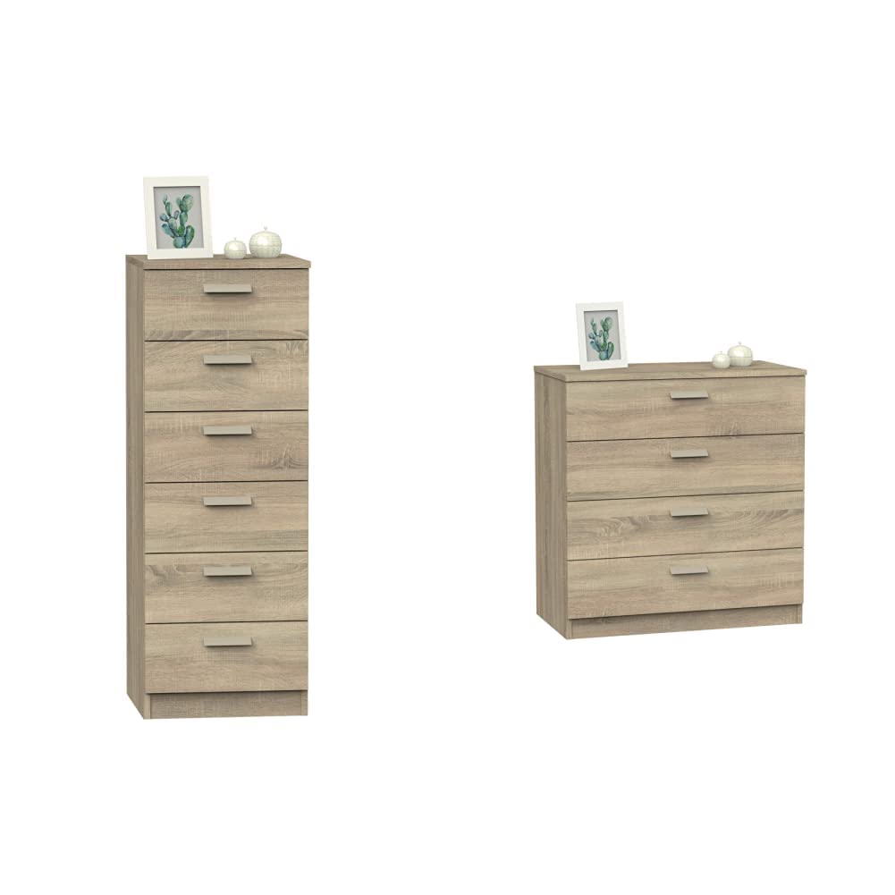 MUEBLES PITARCH Tibet Sinfonier, Aglomerado de partículas y melamina de Alta Densidad, Roble Cambrian + Tibet Cómoda, Aglomerado de partículas y melamina de Alta Densidad, Roble Cambrian