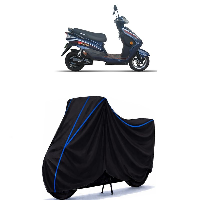 Image of Scooty Cover Water Resistant for Ridge 100 | Universal Scooter & Bike Cover | Heavy Duty UV Dust, Rain & Scratch Protection Weather Indoor Outdoor | Black with Blue Piping