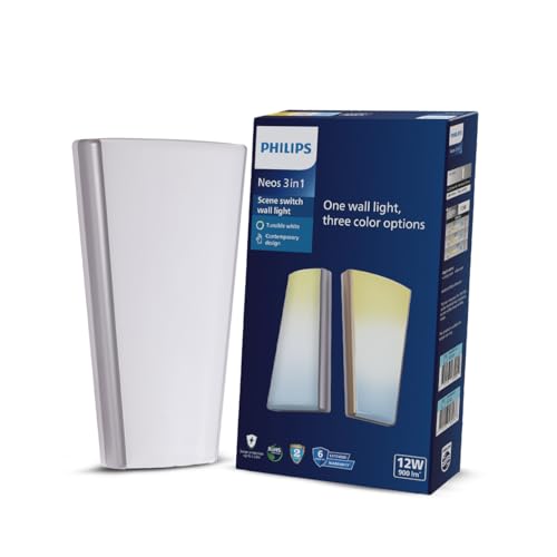 Image of Philips 12W 3 Colours in 1 Decorative Wall Light | Neos Silver Scene Switch Wall Light for Decoration | Colour : Tunable White, Pack of 1